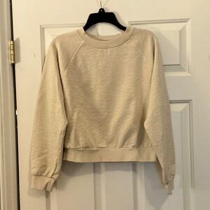 Madewell MWL Cream Crewneck Cropped Sweatshirt size Medium